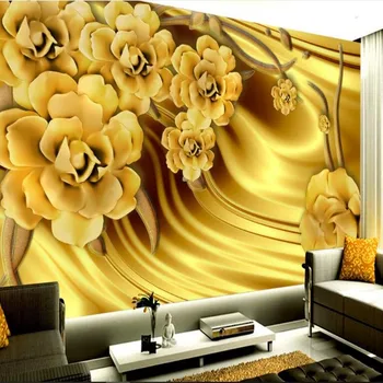 beibehang Vlastné veľké fresco luxusné zlaté pivónia hodváb vzor na pozadí steny, textílie, tapety abstraktných de parede para quarto