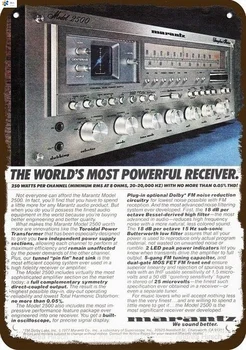 Novinka Sign1977 Marantz 2500 Stereo Prijímač Vintage Vzhľad, Replika Kovové Prihlásiť Najvýkonnejší
