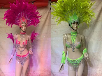 Nočný klub bar sexy žena GOGO kostým blázon pierko samba verzia atmosféru a späť tour kostým