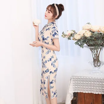 2023 Lete Strednej dĺžky Denného Cheongsam Lepšiu Retro Banquet Výkon Čínsky Štýl, Oblečenie Qipao Večerné Šaty pre Ženy