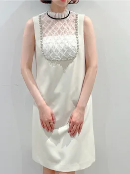 LUXE&Nail ENVY Perličiek bez Rukávov Šaty dámske Letné 2023 Nové Celebrity Style Temperament Ručné Slim Malé Biele