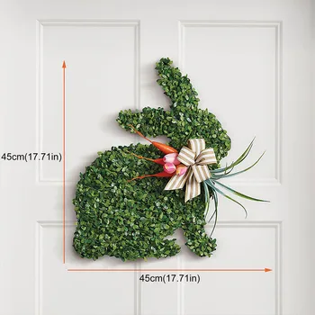 Umelé Veľkonočné Veniec Bunny Veniec Dvere S Vrecoviny Luk Pre Domáce Dekorácie Na Stene S Zelené Listy Pre Jarné Dekorácie