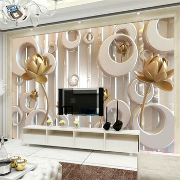 beibehang abstraktných de parede 3D foto tapety Golden Lotus obývacia izba TV tapety 3d pozadie nástennú maľbu na stenu