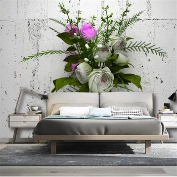 wellyu Prispôsobené veľké nástenné tapety 3d vegetácie ružový kvet gauč pozadí obývacia izba, spálňa pozadí na stenu