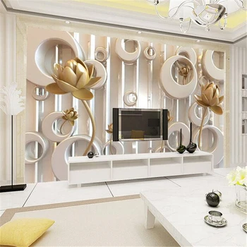 beibehang abstraktných de parede 3D foto tapety Golden Lotus obývacia izba TV tapety 3d pozadie nástennú maľbu na stenu