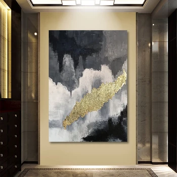 Ručné Moderné Abstraktné Plátno Umenie Olejomaľba Zlatej Fólie Wall Obrázok Pre Obývacia Izba Tapety Domáce Dekorácie Bez Rámu