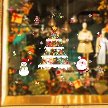 Urob si sám Santa Claus Vianočný darček strom Nálepky Obchod Okna Sklo Dekor Vianočné Dekorácie Pre Domov Festival Obtlačky