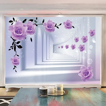 Vlastné Foto nástennú maľbu, Tapety Domova 3D Stereo Space Fialový Kvet Umenie, Nástenné Maľby Obývacia Izba, TV joj, Papier Peint