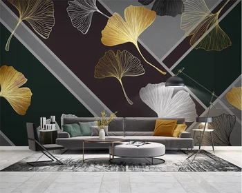 beibehang Prispôsobené Nordic moderný minimalistický geometrické tropických rastlín listy, TV joj, tapeta na stenu papiere domova