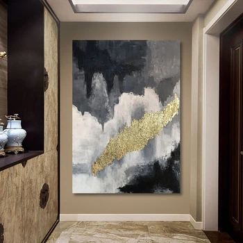 Ručné Moderné Abstraktné Plátno Umenie Olejomaľba Zlatej Fólie Wall Obrázok Pre Obývacia Izba Tapety Domáce Dekorácie Bez Rámu